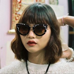 Roxxlyn Genuine Carrara marble Cat Eye Sunglasses